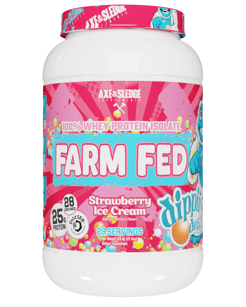 AXE & SLEDGE Farm Fed - Grass-Fed Whey Protein Isolate 30 servings / Dippin' Dots Strawberry Ice Grass-Fed Whey Protein Isolate