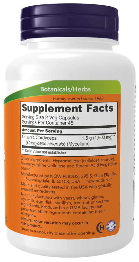 NOW Foods Cordyceps 750mg - 90 Veg Capsules