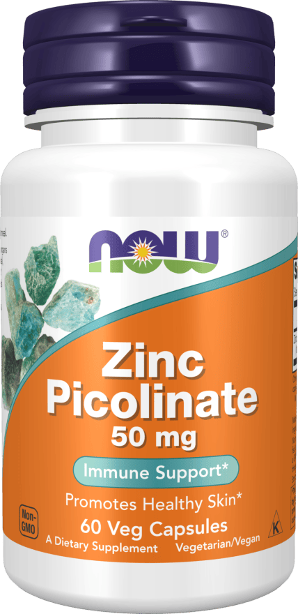 NOW Foods NOW Foods Zinc Picolinate 50mg - 60/120 Veg Capsules 60 Veg Capsules Essential Mineral