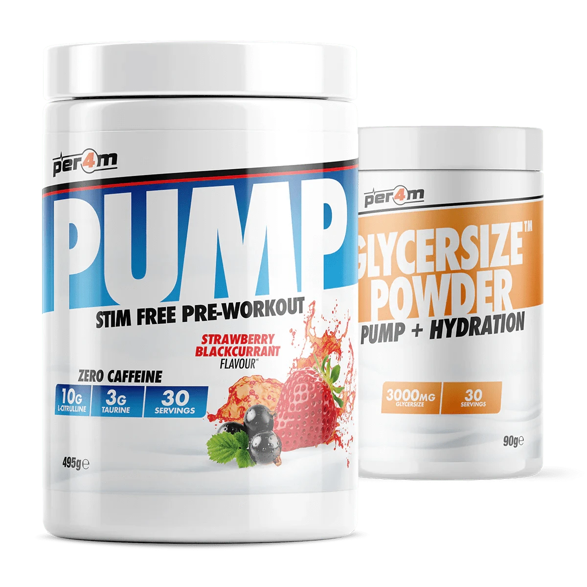 Per4m Per4m Pump with Glycersize - 30 Servings 30 Servings (495g) / Strawberry Blackcurrent Stim Free Pre-Workout