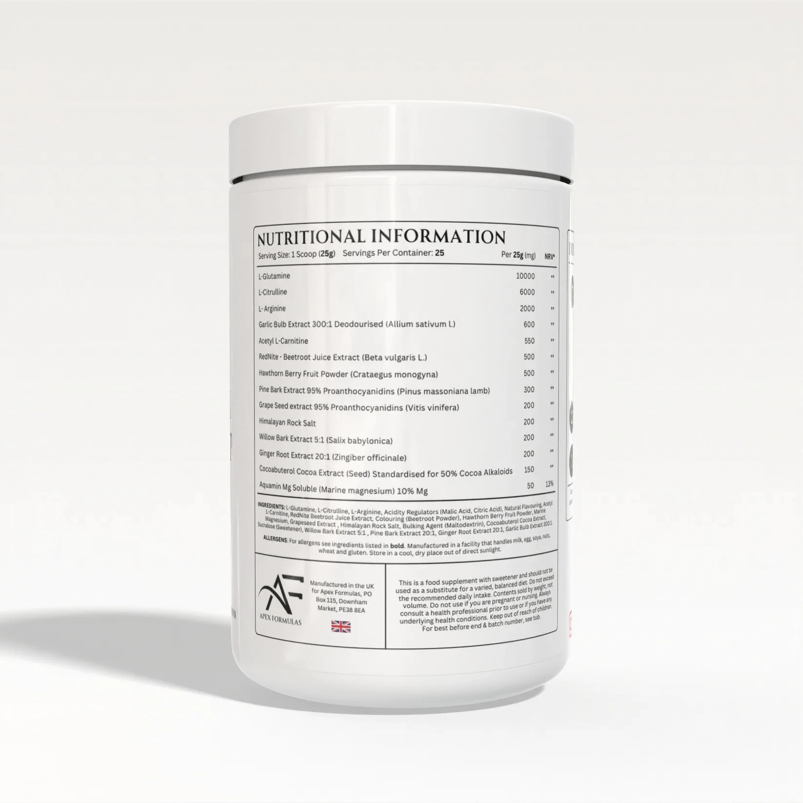 Apex Formulas Apex Pump Pre Workout 625g 25 Servings (625g) / Raspberry Rush Non-Stimulant Pre-Workout