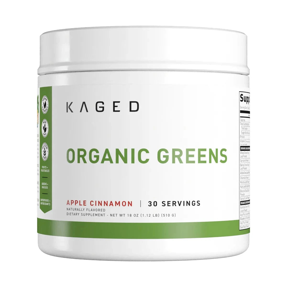Kaged Muscle Organic Greens (Outlive 100) 30 servings / Apple Cinnamon Organic Superfoods + Greens Blend