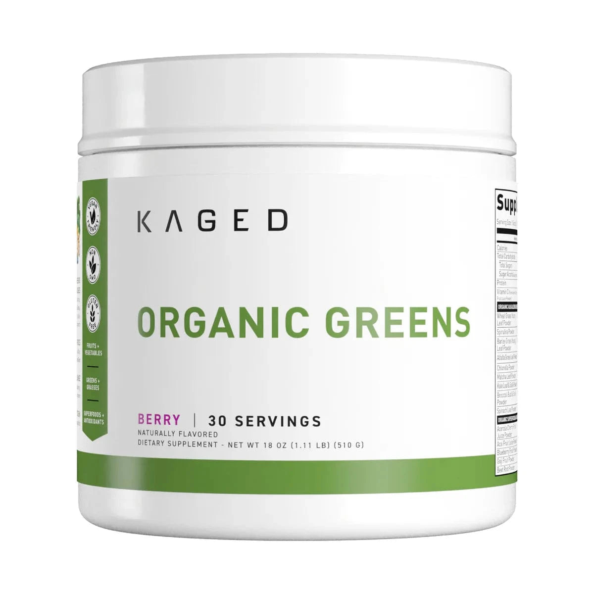 Kaged Muscle Organic Greens (Outlive 100) 30 servings / Berry Organic Superfoods + Greens Blend