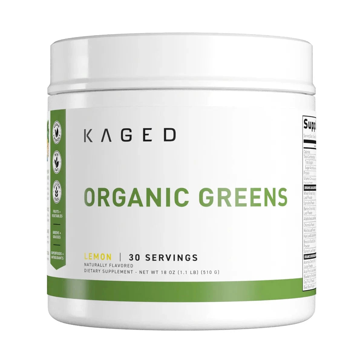 Kaged Muscle Organic Greens (Outlive 100) 30 servings / Lemon Organic Superfoods + Greens Blend