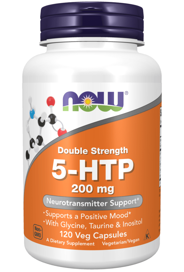 NOW Foods 5-HTP, Double Strength 200 mg 120 Veg Capsules 5-Hydroxytryptophan