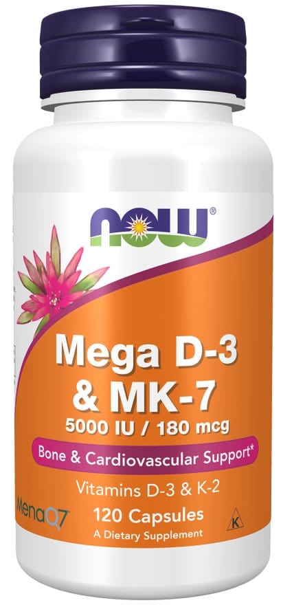 Now Foods Mega D-3 & MK-7 120 Veg Capsules Vitamin D-3 & MK-7