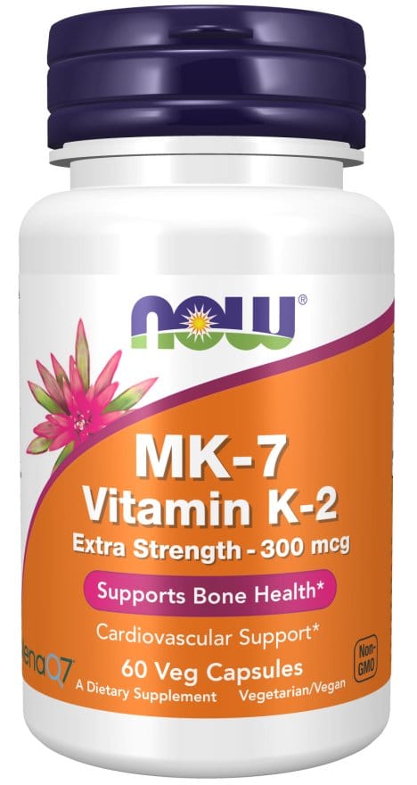 Now Foods MK-7 Vitamin K-2, Extra Strength 300 mcg 60 Veg Capsules Vitamin K-2