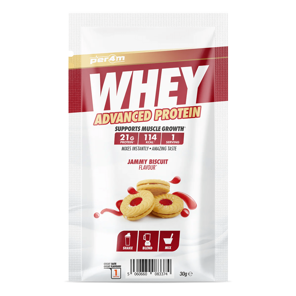 Per4m Advanced Whey Protein Sachet 30 grams / Jammy Biscuit Whey Protein Sachet