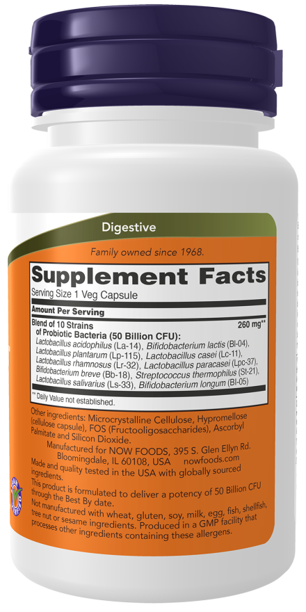 NOW Foods Probiotic-10, 50 Billion - 50 Veg Capsules