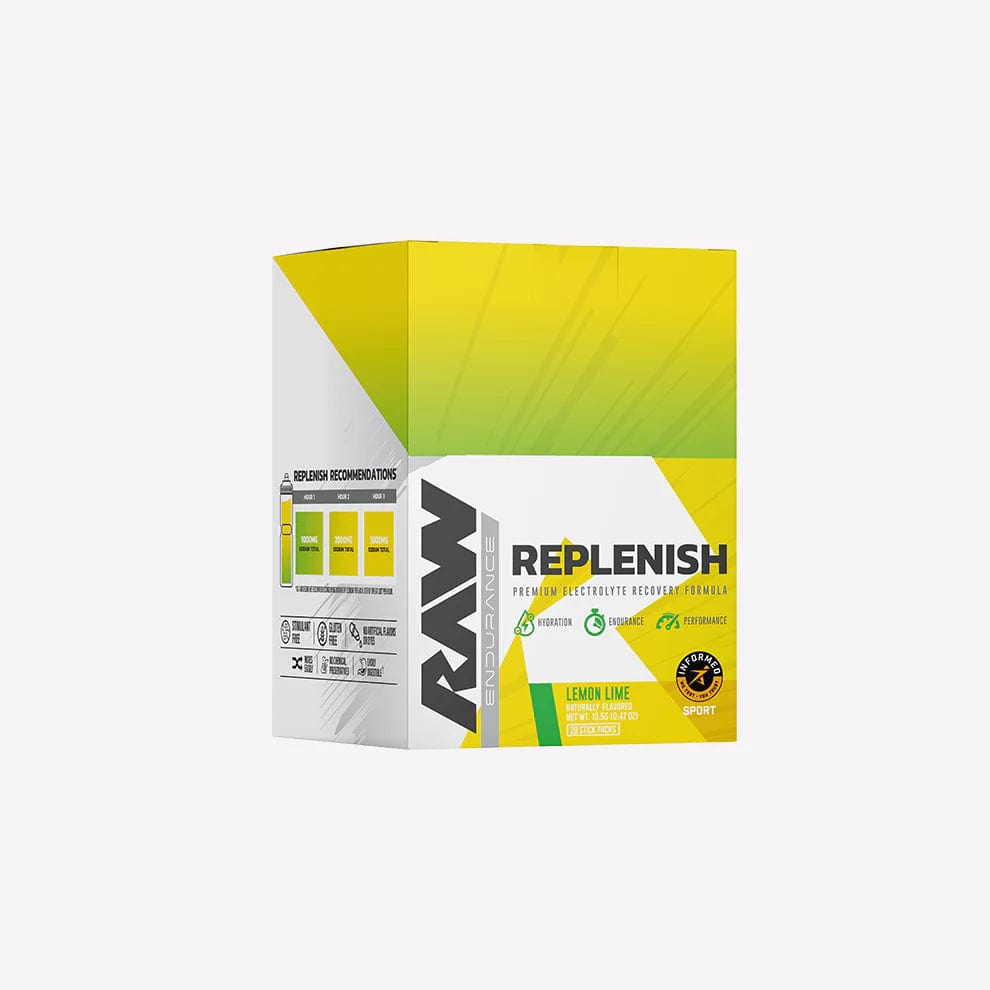 RAW Nutrition Replenish Sticks 20 Stick Packs / Lemon Lime Premium Hydration Solution