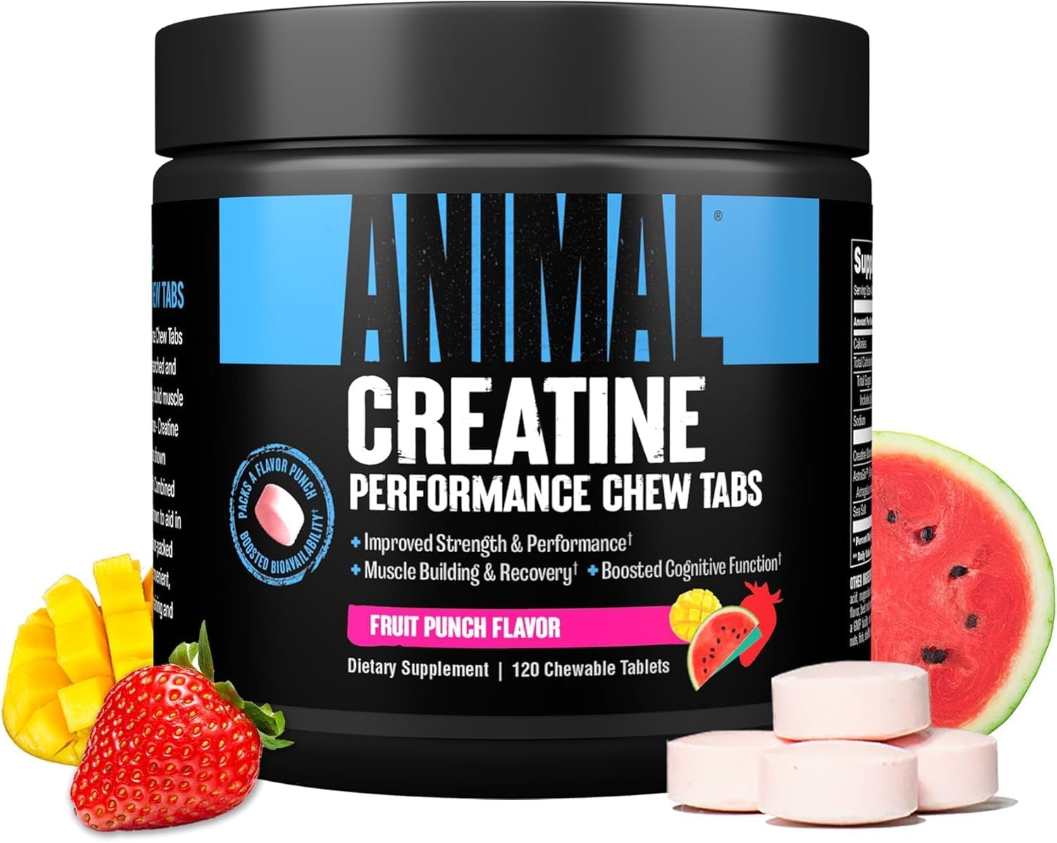 Universal Nutrition Animal Creatine Chews 120 chewable tablets / Fruit Punch Creatine Chews