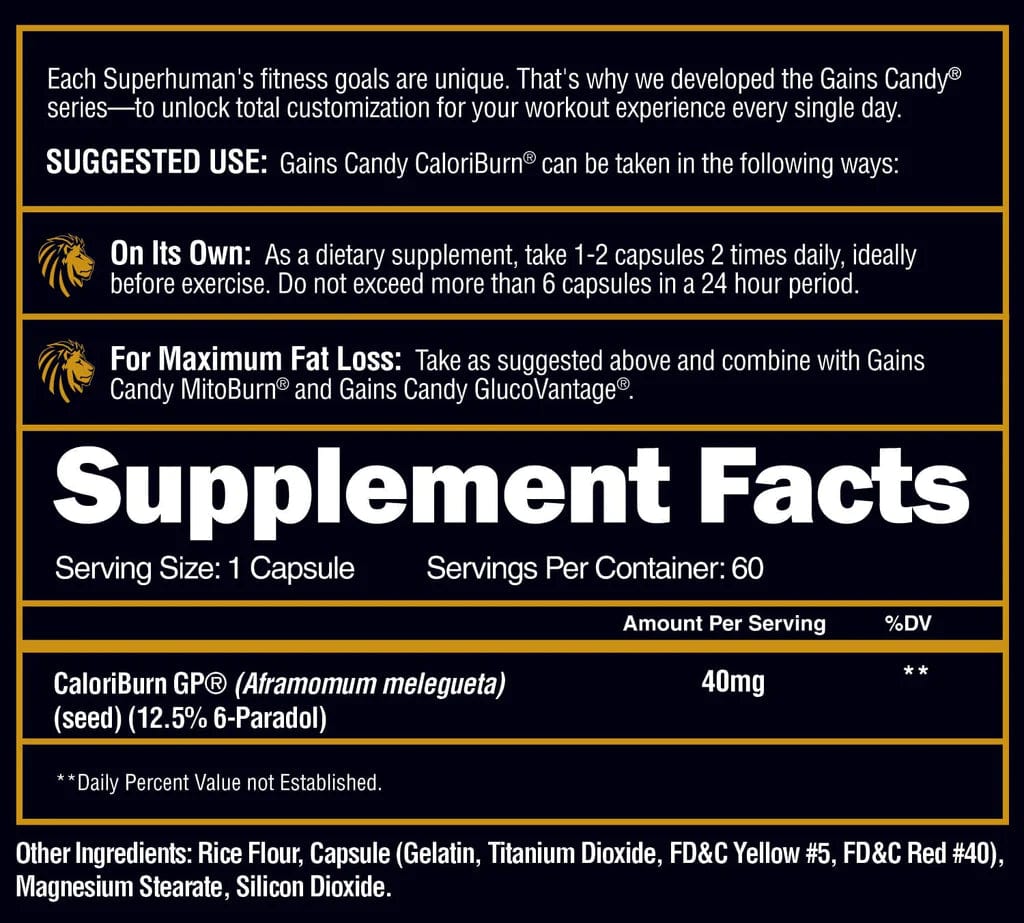 Alpha Lion Gains Candy Caloriburn - Burn More Calories 60 Capsules Weight Loss Support