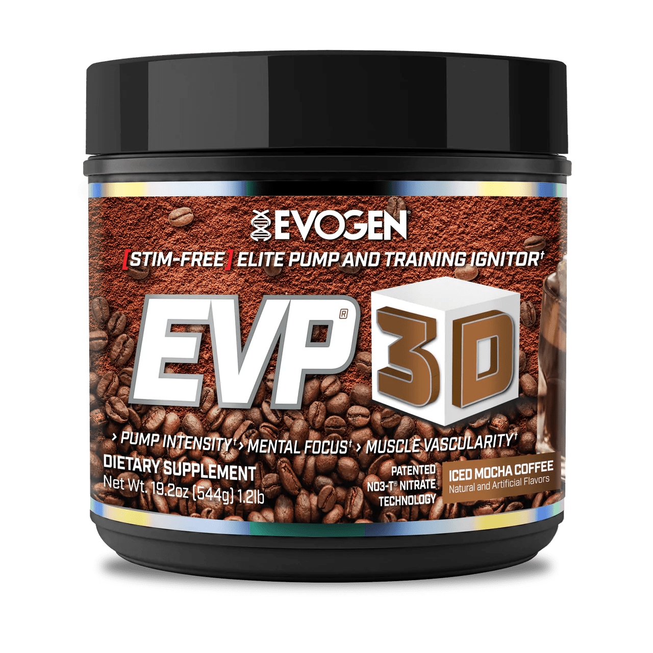 Evogen EVP-3D Non-Stim Pre-Workout 40/20 servings / Iced Mocha Coffee Muscle Pump Formula