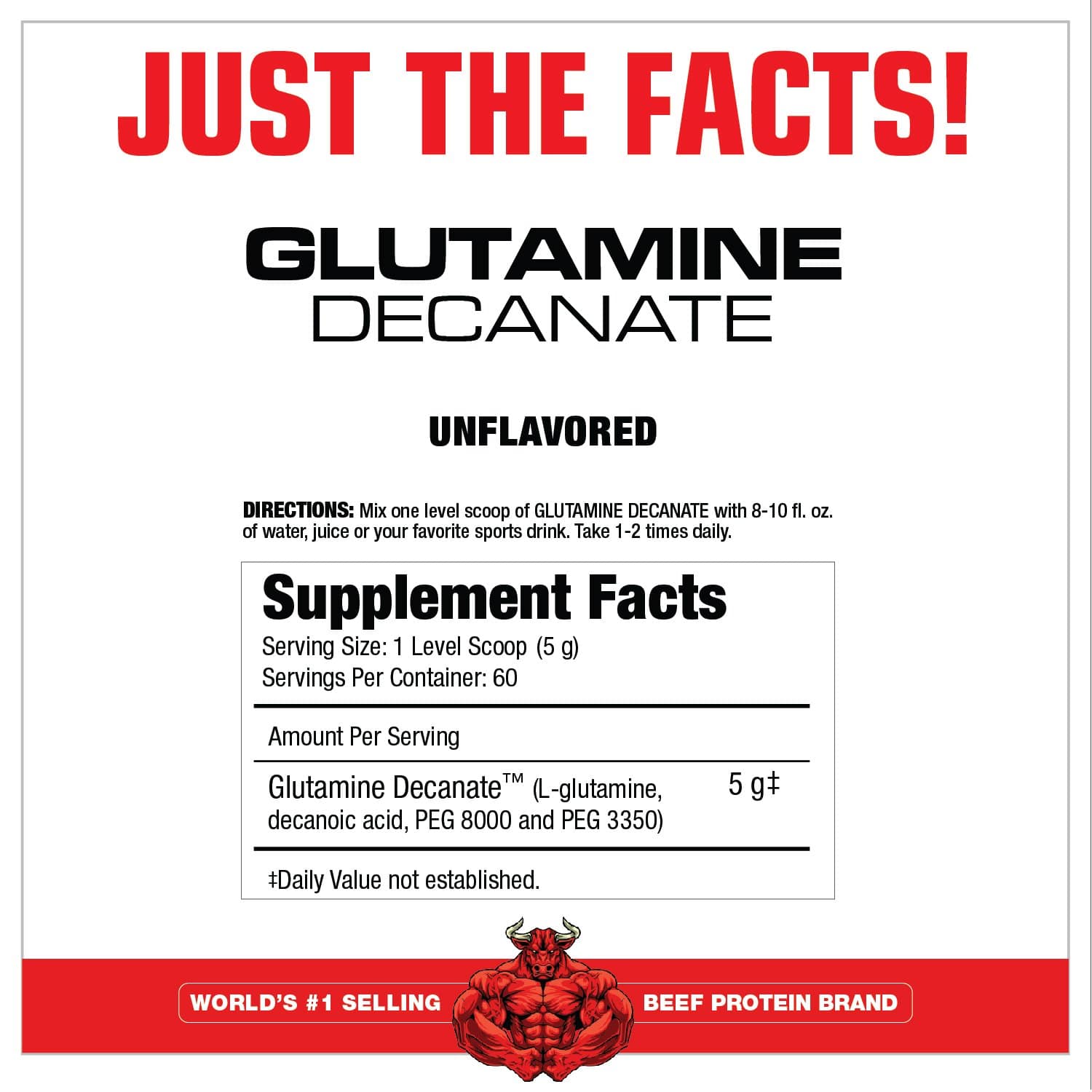 MuscleMeds Glutamine Decanate 60 servings (300 g) / Unflavoured L-Glutamine