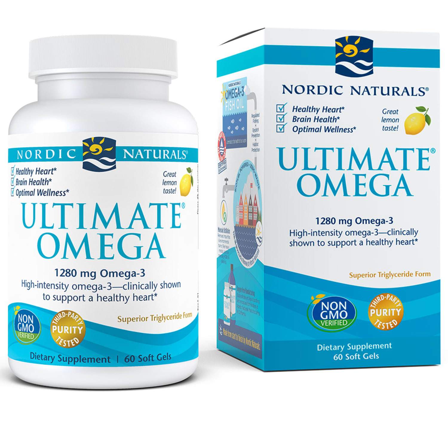 Nordic Naturals Ultimate Omega, 1280mg Lemon 60 softgels Omega